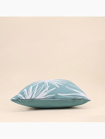 Coussin déperlant & anti uv fleuri vert 40x40cm