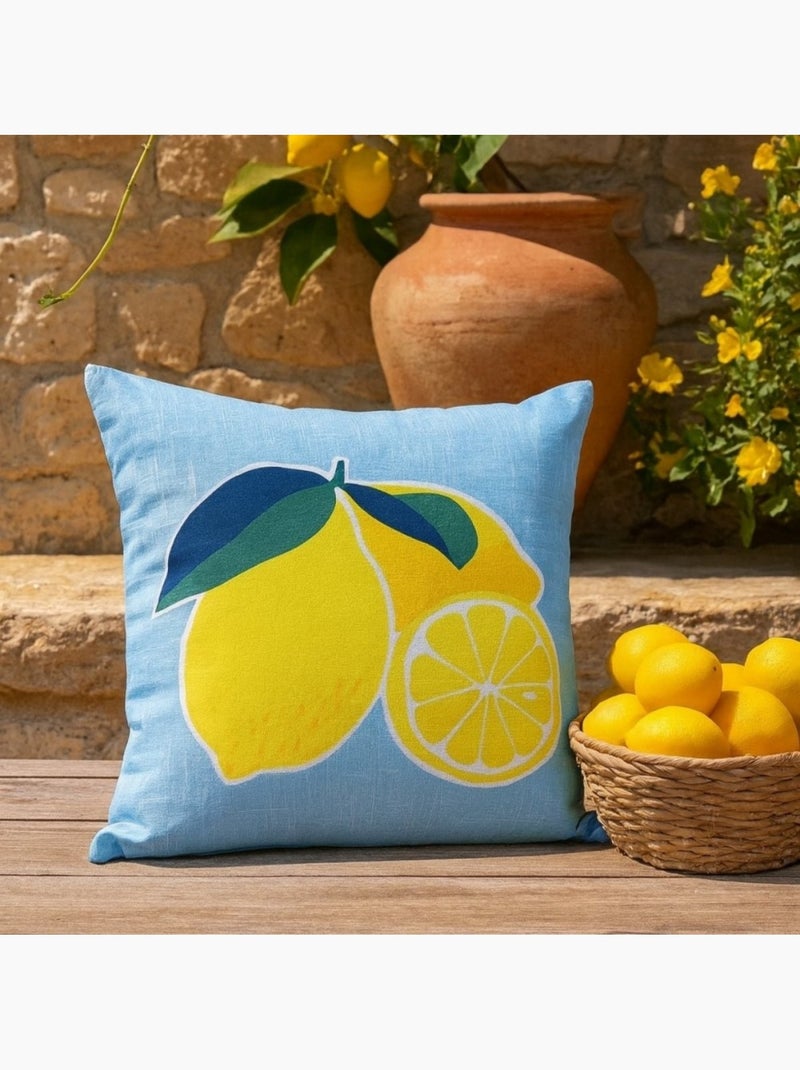 Coussin déperlant & anti uv motifs citrons 40x40cm Jaune - Kiabi
