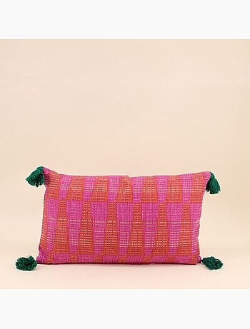 Coussin déperlant & anti-uv rose et orange 30x50cm