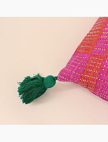 Coussin déperlant & anti-uv rose et orange 30x50cm