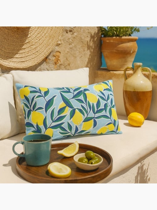 Coussin déperlant et anti-uv  motifs citrons 30x50cm - Kiabi