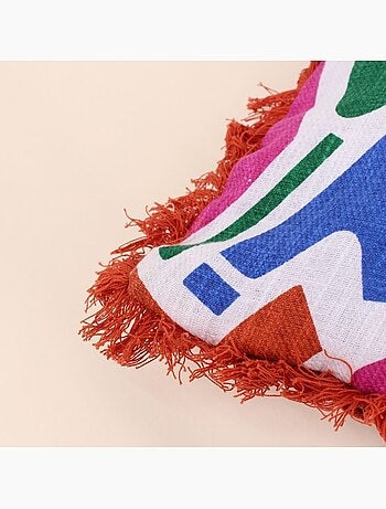 Coussin déperlant et anti uv motifs géométriques multicolores 40x40cm