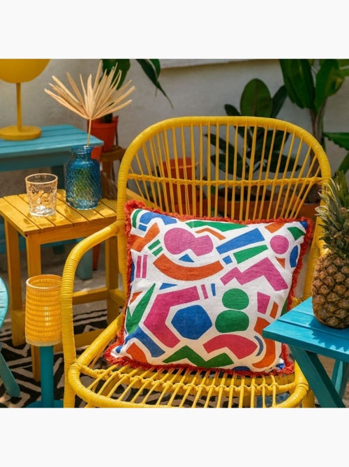 Coussin déperlant et anti uv motifs géométriques multicolores 40x40cm - Kiabi