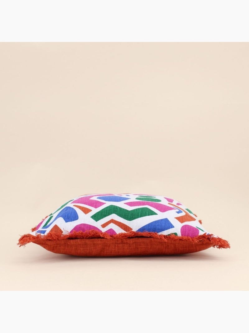 Coussin déperlant et anti uv motifs géométriques multicolores 40x40cm Orange - Kiabi
