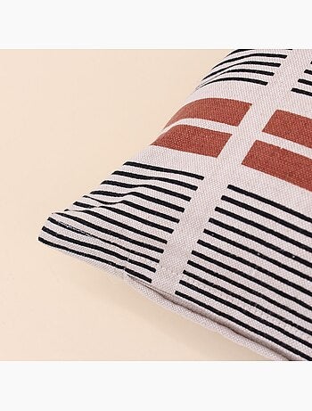 Coussin déperlant et anti uv rayures terracotta, noir 40x40cm