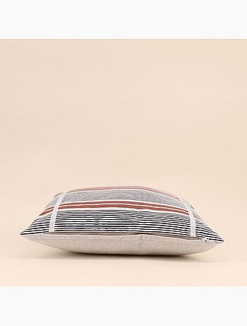 Coussin déperlant et anti uv rayures terracotta, noir 40x40cm