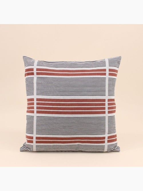 Coussin déperlant et anti uv rayures terracotta, noir 40x40cm - Kiabi Coussin déperlant et anti uv rayures terracotta, noir 40x40cm - Kiabi