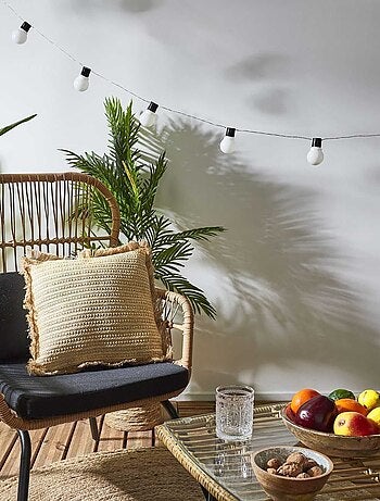 Coussin design bord de mer en jute Raphia