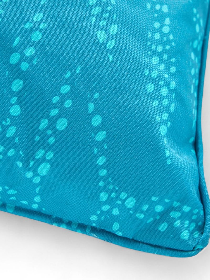 Coussin d'extérieur carré déhoussable imprimé PARADISE Bleu turquoise - Kiabi