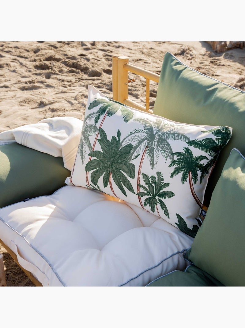 Coussin d'extérieur déperlant imprimé palmiers Ecru - Kiabi