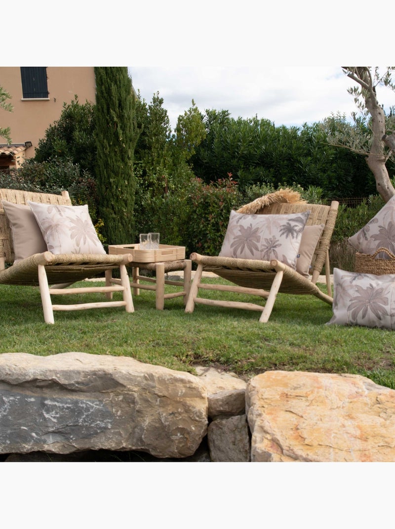 Coussin d'extérieur déperlant imprimé palmiers Taupe - Kiabi