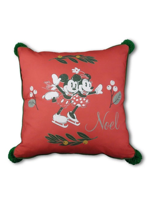 Coussin Disney Mickey & Minnie Rouge de Noël à la patinoire - 45x45 cm - Kiabi