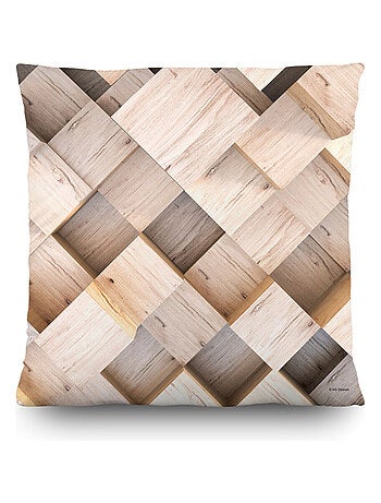 Coussin effet bois - 45 cm x 45 cm
