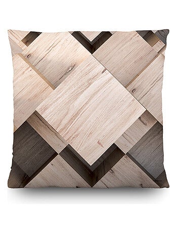Coussin effet bois - 45 cm x 45 cm