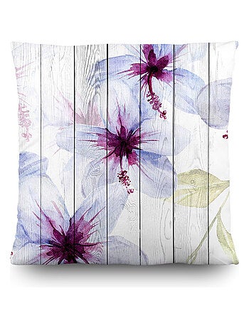 Coussin effet fleurs sur du bois - 45 cm x 45 cm
