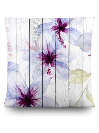 Coussin effet fleurs sur du bois - 45 cm x 45 cm