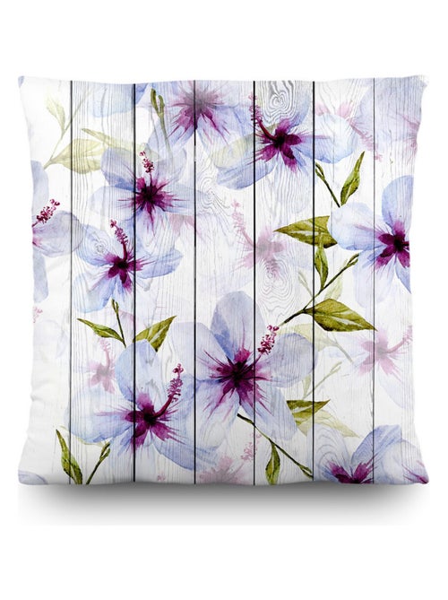 Coussin effet fleurs sur du bois - 45 cm x 45 cm - Kiabi