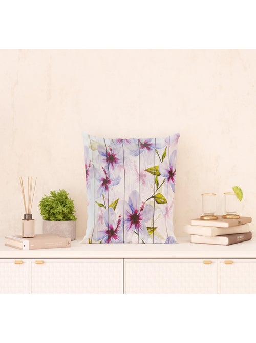 Coussin effet fleurs sur du bois - 45 cm x 45 cm - Kiabi