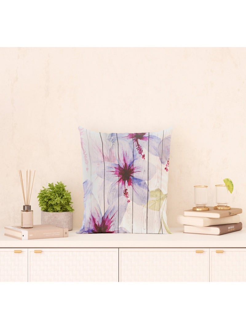Coussin effet fleurs sur du bois - 45 cm x 45 cm Blanc - Kiabi
