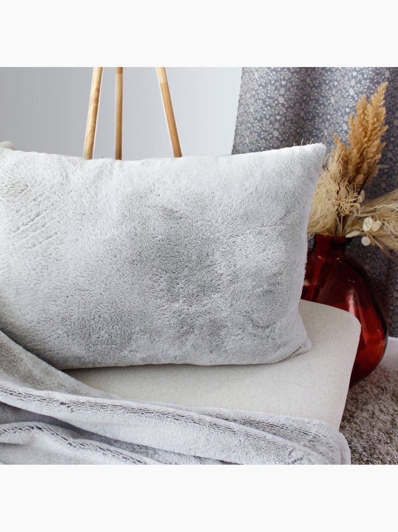 Coussin effet fourrure 65x50cm Gris - Kiabi