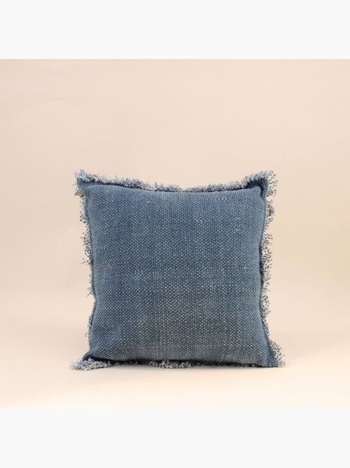 Coussin effet jean à franges 40x40cm - Kiabi