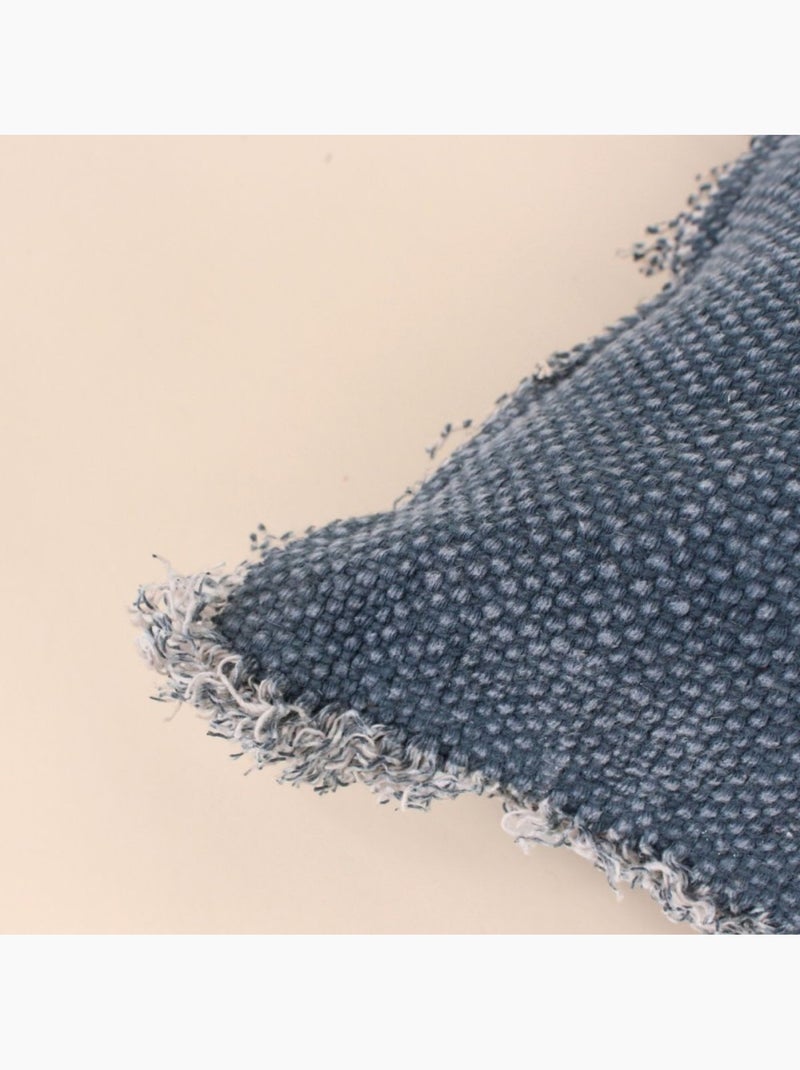 Coussin effet jean à franges 40x40cm Bleu - Kiabi