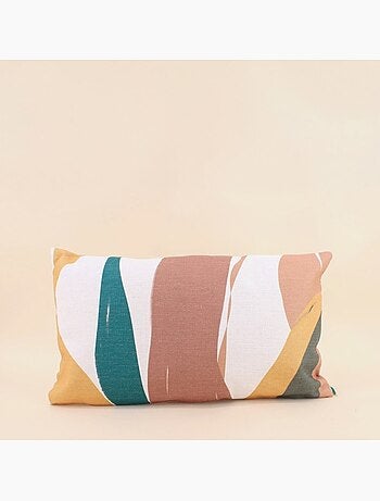 Coussin effet lin déperlant & anti-uv imprimé coloré 30x50cm