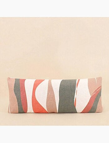 Coussin effet lin déperlant & anti-uv imprimé coloré 30x70cm