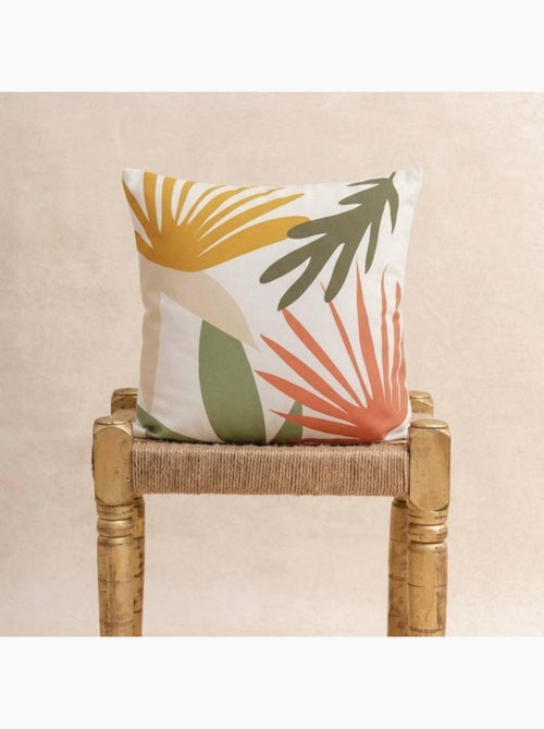 Coussin effet lin déperlant & anti-uv imprimé fleurs coloré 40x40cm - Kiabi