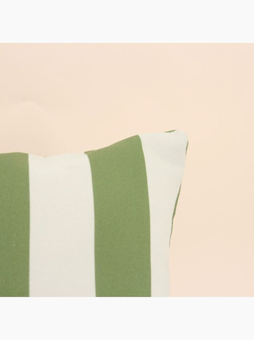 Coussin effet lin déperlant rayé vert, blanc 30x50cm - Kiabi