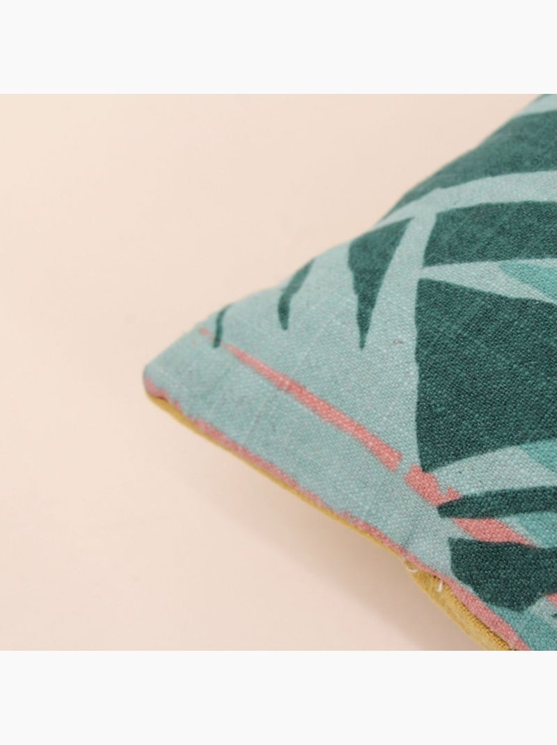 Coussin effet lin motifs feuillage vert 30x50cm Vert - Kiabi
