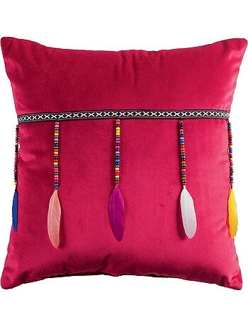 Coussin effet velours pampilles plumis