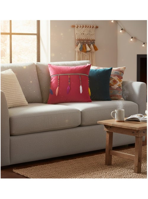 Coussin effet velours pampilles plumis - Kiabi Coussin effet velours pampilles plumis - Kiabi