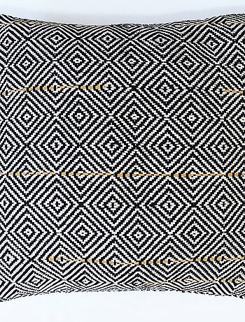 Coussin en coton 45x45 cm MACRAME noir, par Soleil d'Ocre