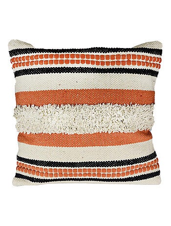 Coussin en coton 45x45 cm MACRAME patna jaune, par Soleil d'Ocre