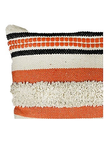 Coussin en coton 45x45 cm MACRAME patna jaune, par Soleil d'Ocre