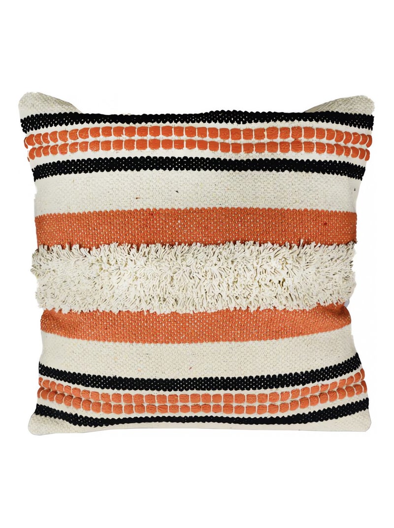 Coussin en coton 45x45 cm MACRAME patna corail, par Soleil d'Ocre Orange - Kiabi