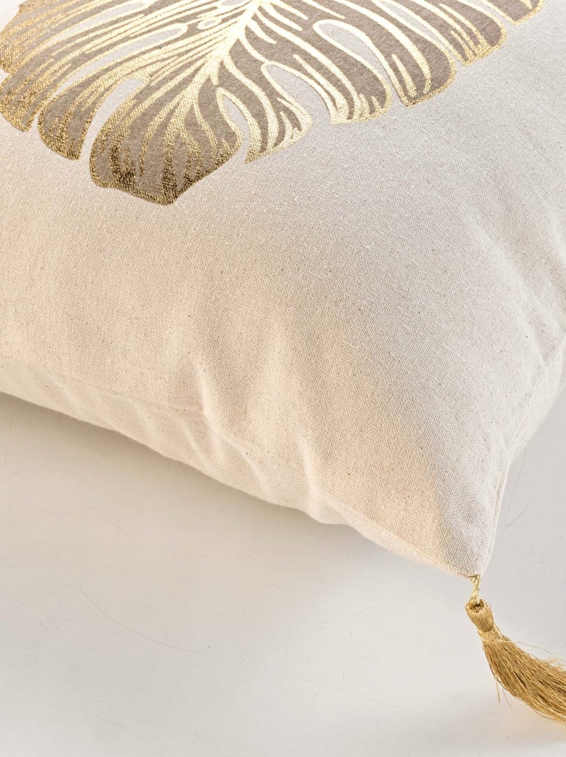 Coussin en coton au style nature dorée Beige coquille - Kiabi
