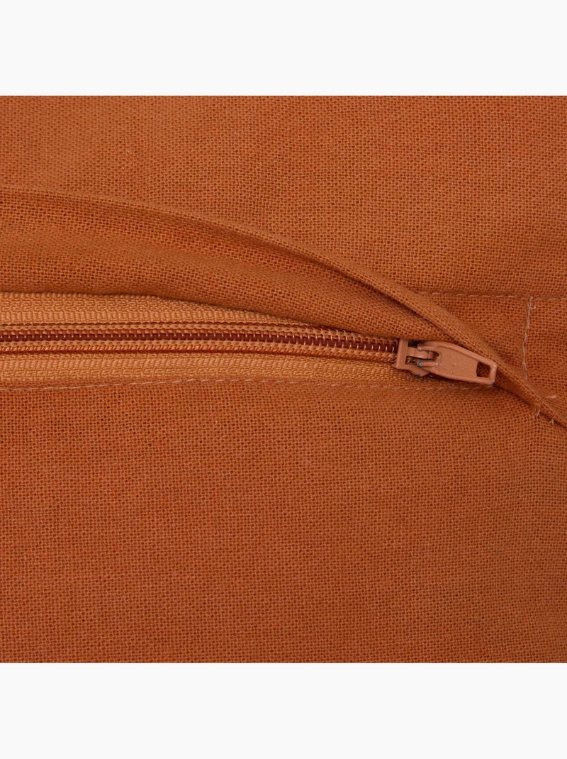 Coussin en coton avec pompons MIRA Terracotta - Kiabi