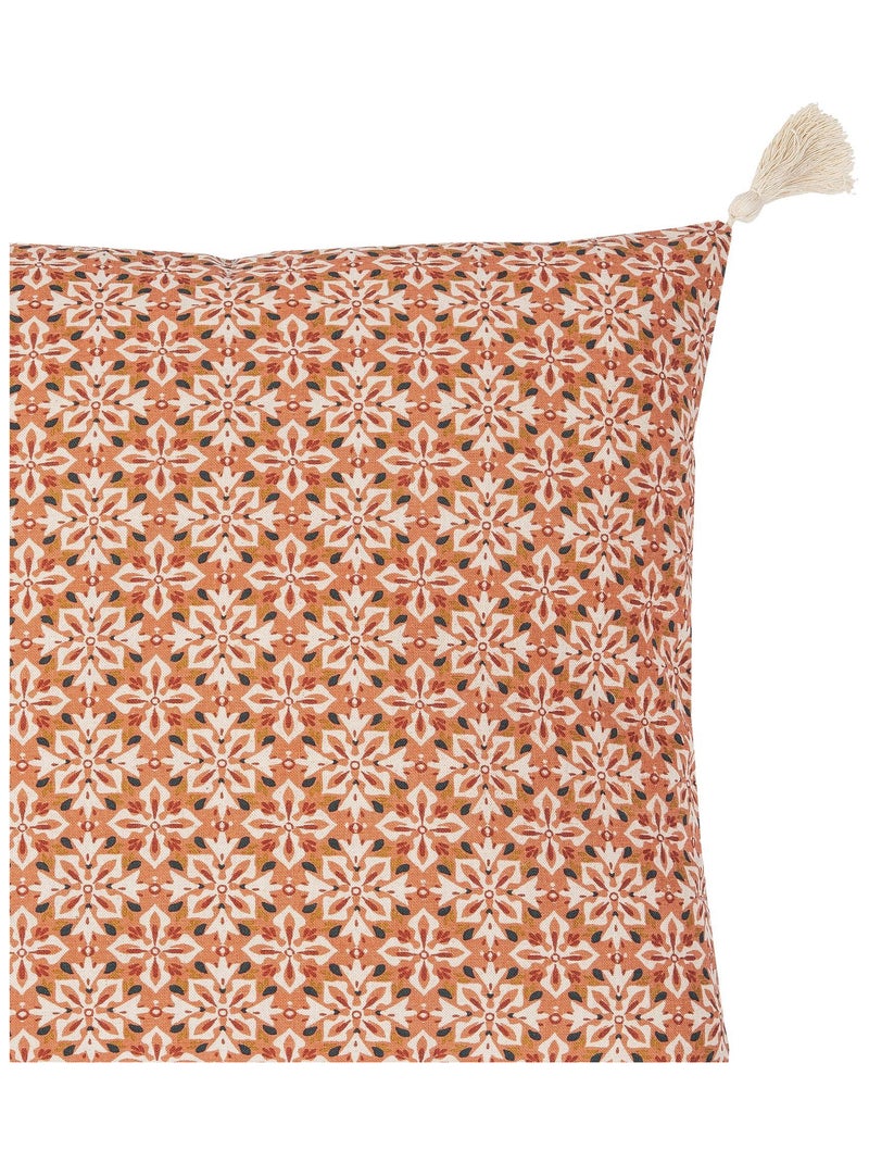 Coussin en coton avec pompons SOUK 'Deko&co' Blanc Rouge - Kiabi