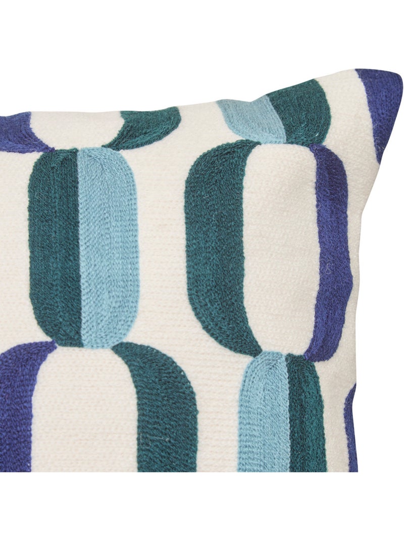 Coussin en coton brodé déhoussable HARY Bleu - Kiabi