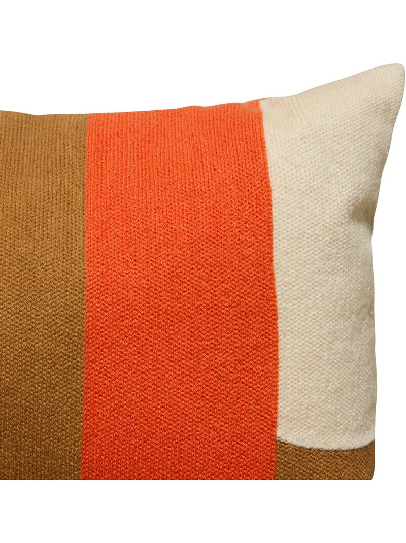 Coussin en coton brodé déhoussable HARY Marron caramel - Kiabi