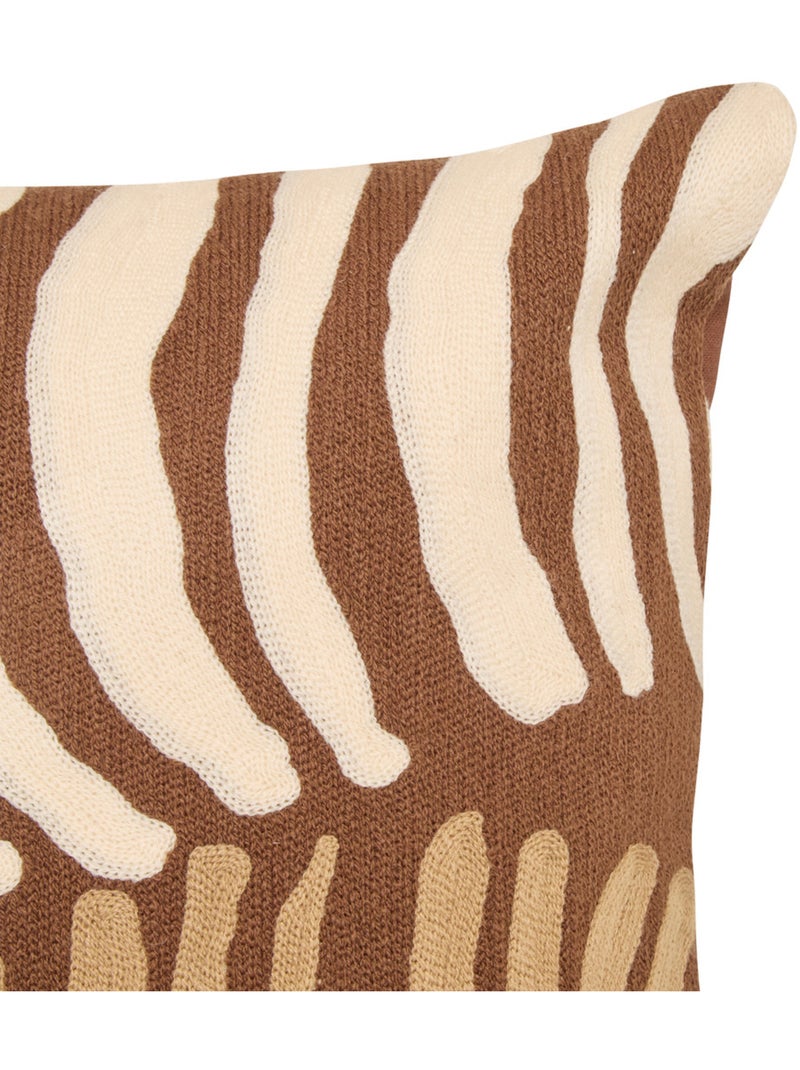 Coussin en coton brodé déhoussable HARY Marron - Kiabi