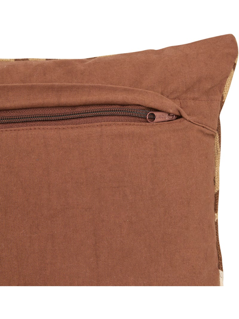 Coussin en coton brodé déhoussable HARY Marron - Kiabi