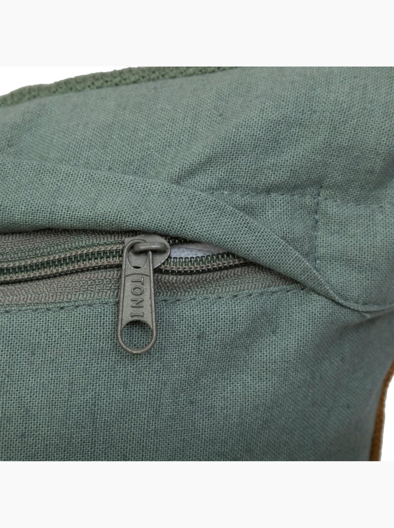 Coussin en coton brodé déhoussable HARY Vert - Kiabi