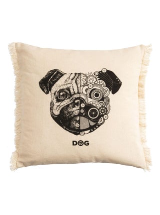 Coussin en coton DOGGY frangé 'Deko&co'