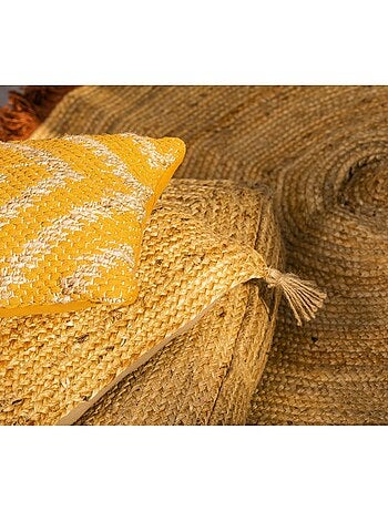 Coussin en coton et jute 'Deko&co'