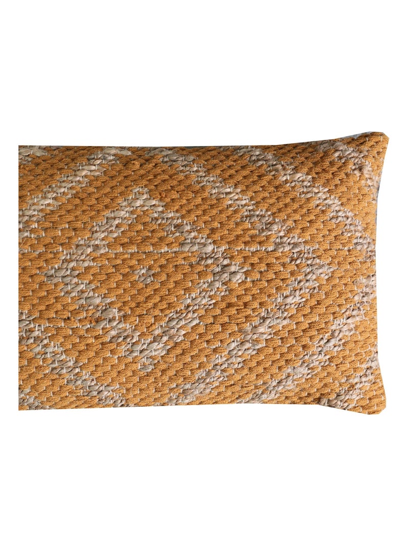 Coussin en coton et jute 'Deko&co' Moutarde - Kiabi
