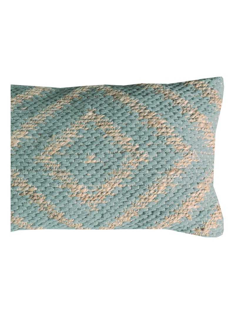 Coussin en coton et jute 'Deko&co' Vert d'eau - Kiabi