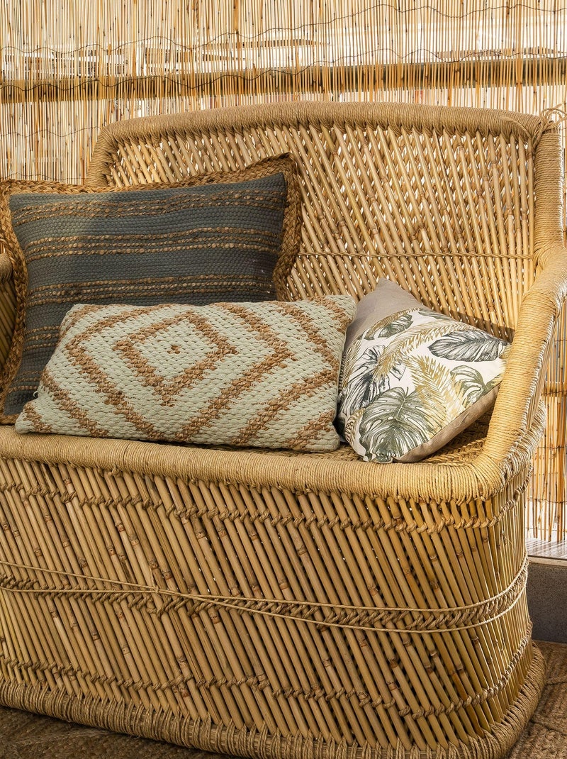 Coussin en coton et jute 'Deko&co' Vert d'eau - Kiabi